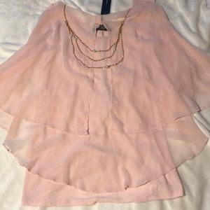 Pink Layered blouse with necklace